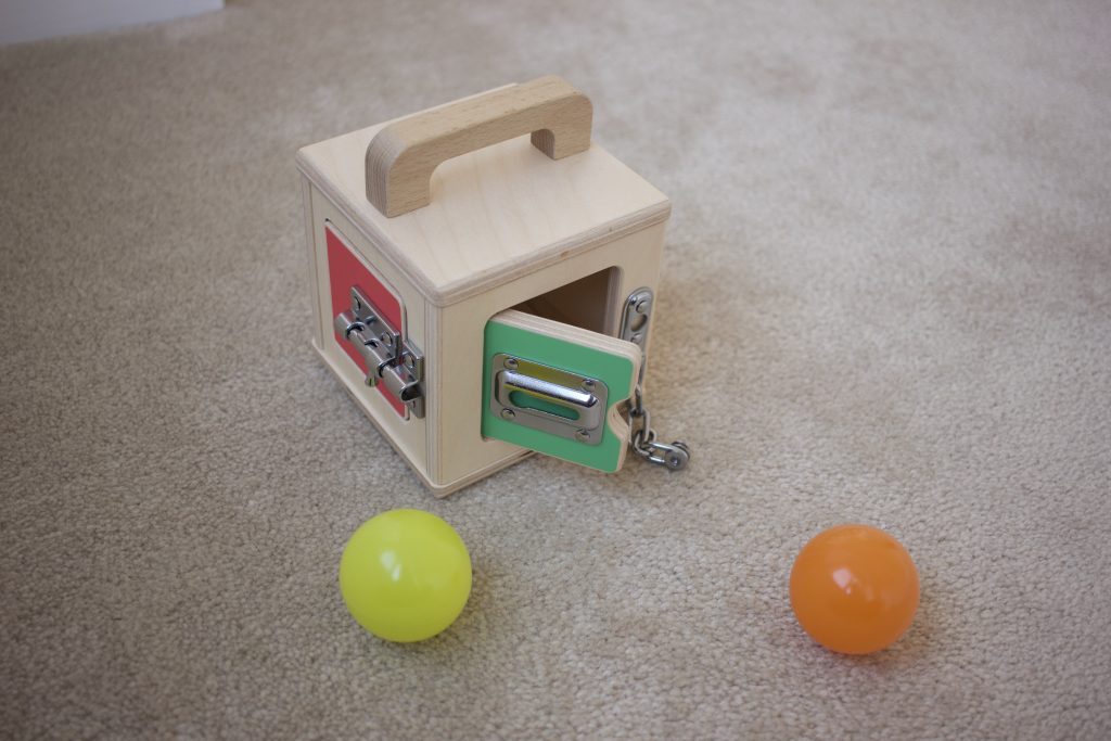 Lock box with plastic balls