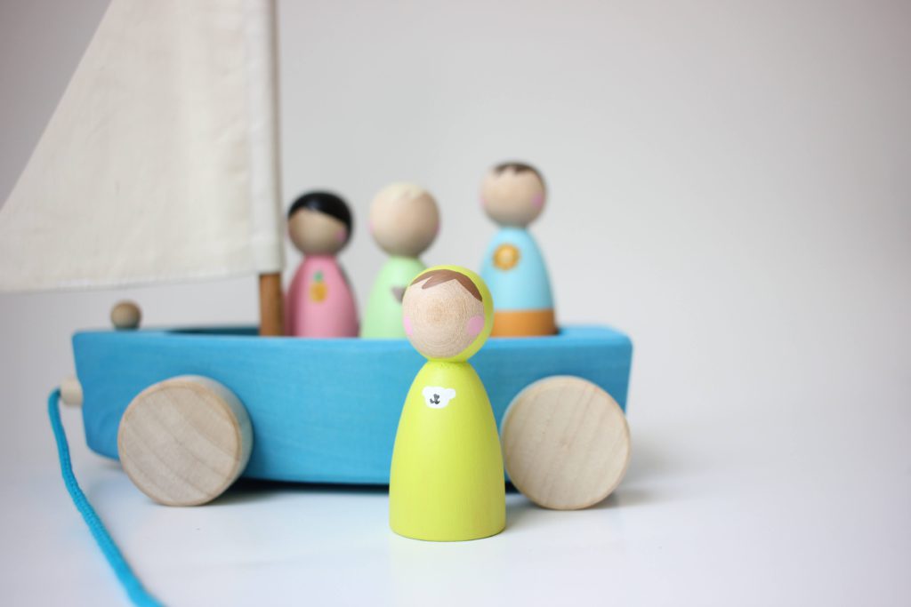 lil peeps by J peg dolls in grimms boat
